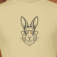 Load image into Gallery viewer, Flat lay of a tan premium ring-spun cotton luxury tee featuring a crisp, minimalist rabbit line-art design.