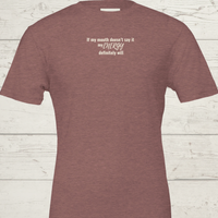 Load image into Gallery viewer, Women's premium sueded cotton graphic tee in Dusty Mauve. 'Resonance' study design on sensory-friendly, breathable fabric.
