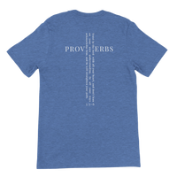 Load image into Gallery viewer, Close-up of the inner collar on the Vintage Black He Will Straighten Your Path shirt, reading "Straight paths aren't always the easy ones."