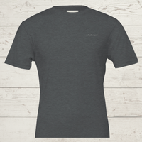 Load image into Gallery viewer, Flat product shot of the Dark Grey Heather No. 10 The Manifesto premium luxury tee.
