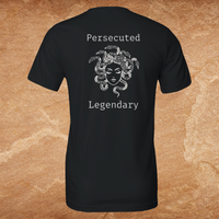 Load image into Gallery viewer, Medusa Vilified shirt Vintage Black back flat lay, Persecuted Medusa Legendary in alabaster