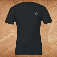 Load image into Gallery viewer, Medusa Vilified shirt Black front flat lay, alabaster ink
