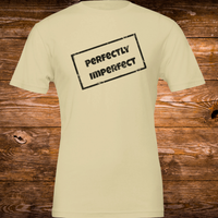 Load image into Gallery viewer, Flat ghost mockup of the Perfectly Imperfect premium graphic tee in soft cream