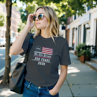 Load image into Gallery viewer, Woman walking in an urban setting wearing the No. 37 The Anniversary shirt in Dark Grey Heather, demonstrating the flawless drape and resilient participation of the modern advocate's wardrobe.