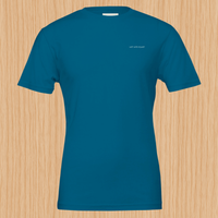 Load image into Gallery viewer, Savage With My Standards shirt in Deep Teal — front flat lay showing soft with myself chest script, side-seamed premium tee