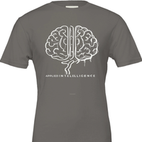 Load image into Gallery viewer, Flat product shot of the Asphalt dark grey No. 05 Symbiosis premium luxury tee with anatomical brain design.