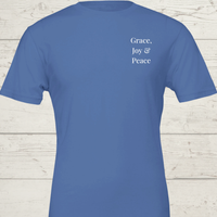 Load image into Gallery viewer, Flat product shot of the Columbia Blue No. 11 The Trilogy premium luxury tee.