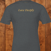 Load image into Gallery viewer, Alt: Flat lay of the Dark Grey Heather No. 12 premium luxury tee with gold typography.