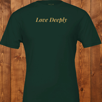 Load image into Gallery viewer, Flat lay of the Forest green No. 12 premium luxury tee with gold typography.