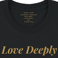 Load image into Gallery viewer, Close-up of the hidden internal collar manifesto on the No. 12 premium luxury tee.