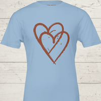 Load image into Gallery viewer, Flat lay of the Light Blue No. 13 interlocking hearts premium luxury tee.