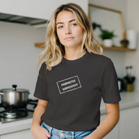 Load image into Gallery viewer, Blonde woman in a kitchen modeling the Heather Mauve No. 17 Perfectly Imperfect premium luxury tee.