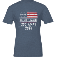 Load image into Gallery viewer, Vital Threads We The People 250 Years shirt in Heather Navy, front view.
