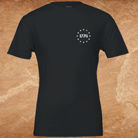 Load image into Gallery viewer, We The People premium tee ghost lay in charcoal, front view showing the 1776 Betsy Ross thirteen-star circle chest graphic and relaxed feminine cut